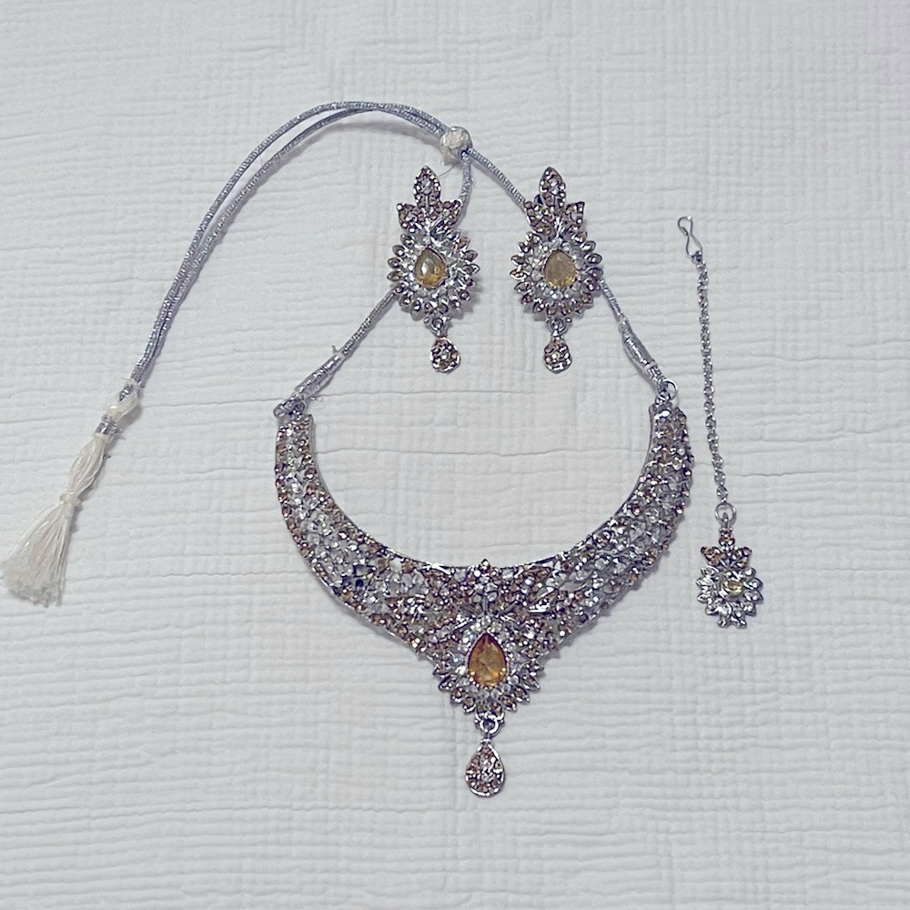 Fancy Gold and White Silver Jewelry Set